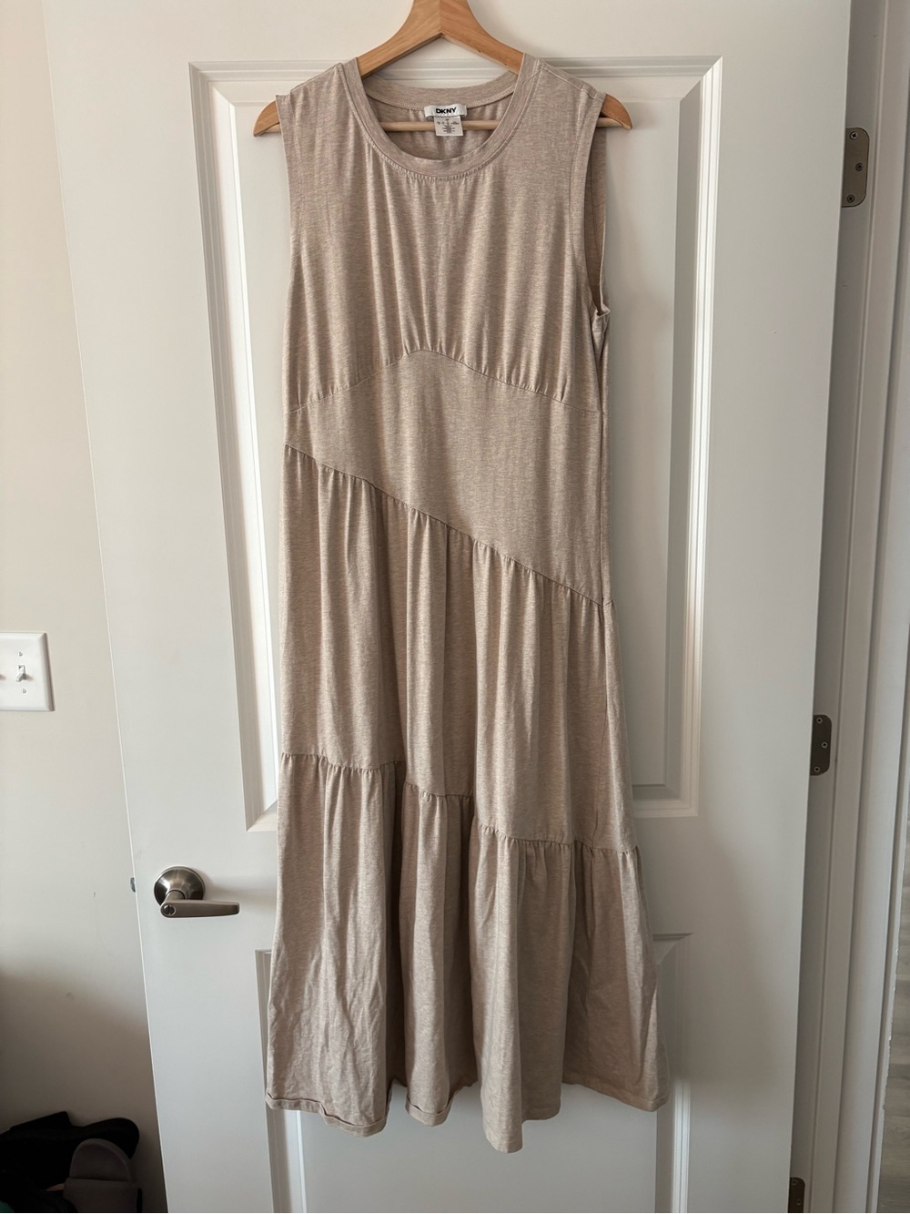 DKNY Tan Crewneck Short-Sleeve dress